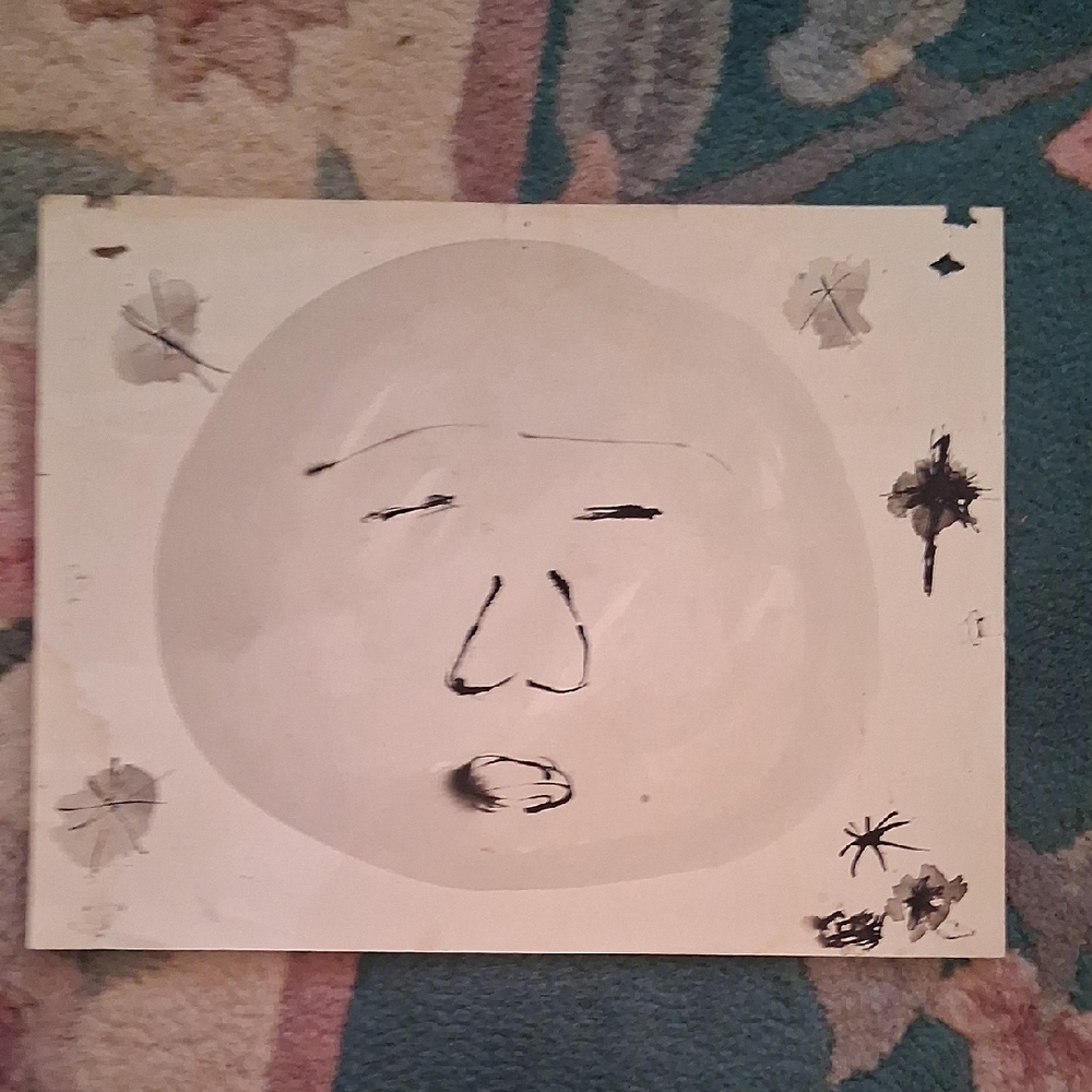 Abstract Face Art Print in Gray Tones
